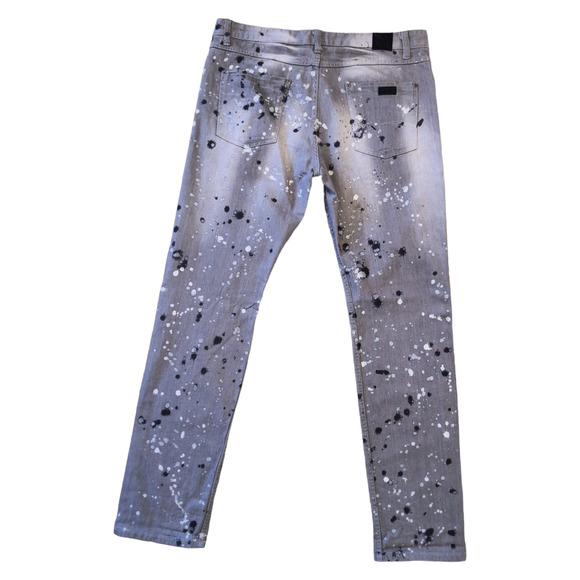 Born Fly Jeans Men's Size 40 Gray Denim Button Fly Straight Leg Paint Splatter - Picture 7 of 16